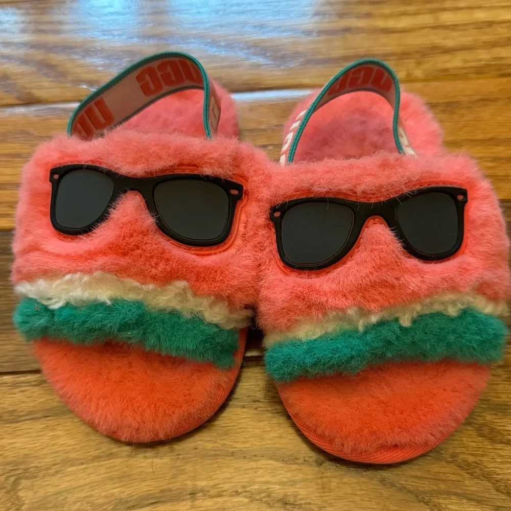 UGG NEW PLUSH FLUFF YEAH WATERMELON SLIPPER SLIDE SANDAL INFANT 6